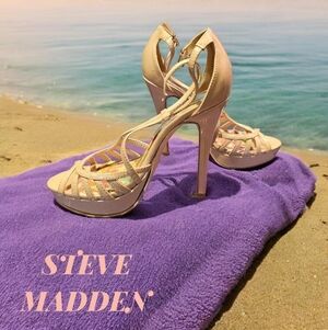 Steve Madden/Madden Girl Nude Strappy Platform Heels